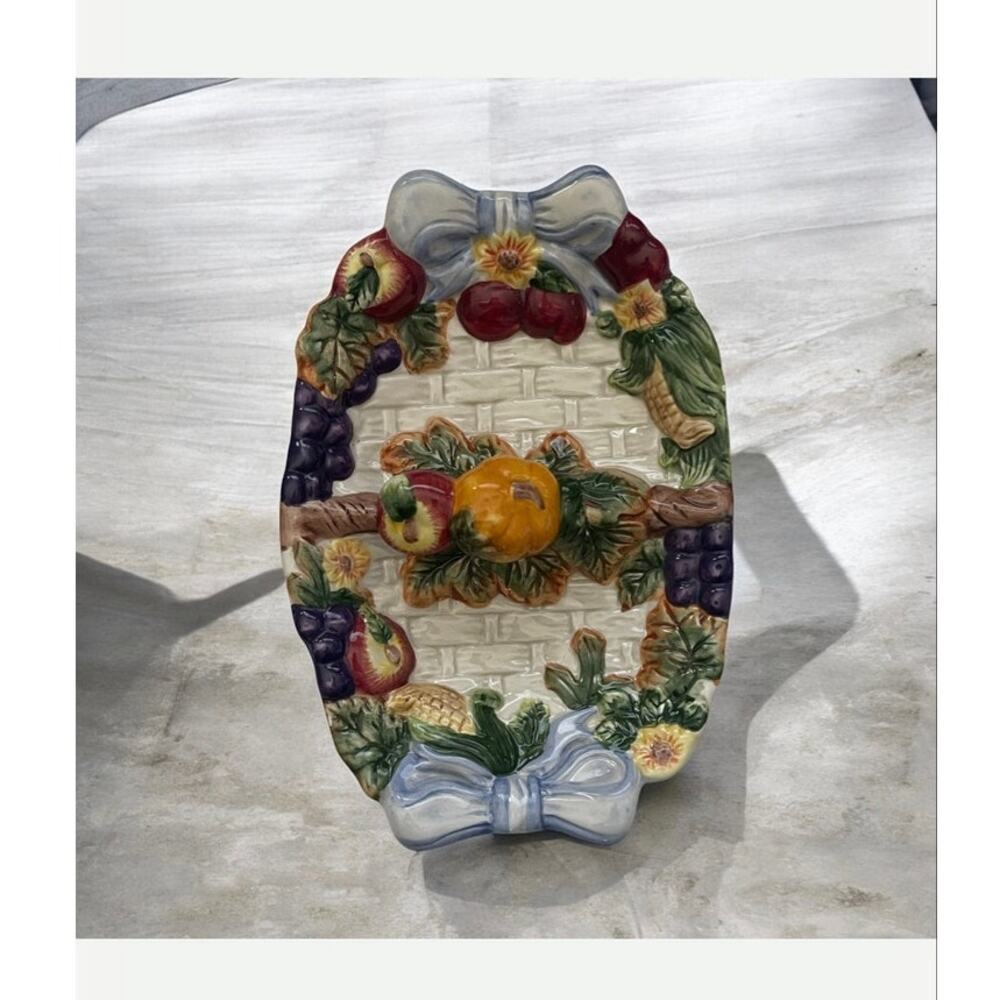 Vintage Fitz and Floyd "Autumn Bounty" ceramic serving platter